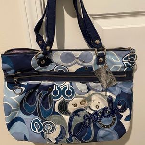 Coach Blue Graffiti Tote